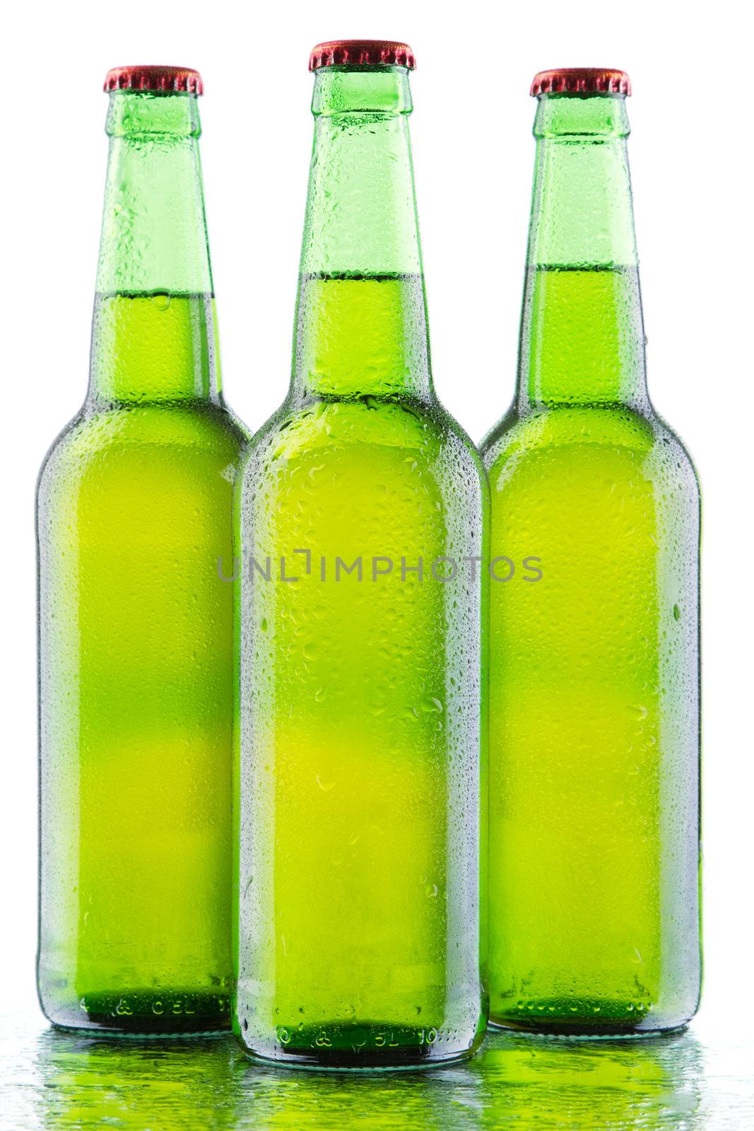 Beer bottles isolated on white background by Gdolgikh