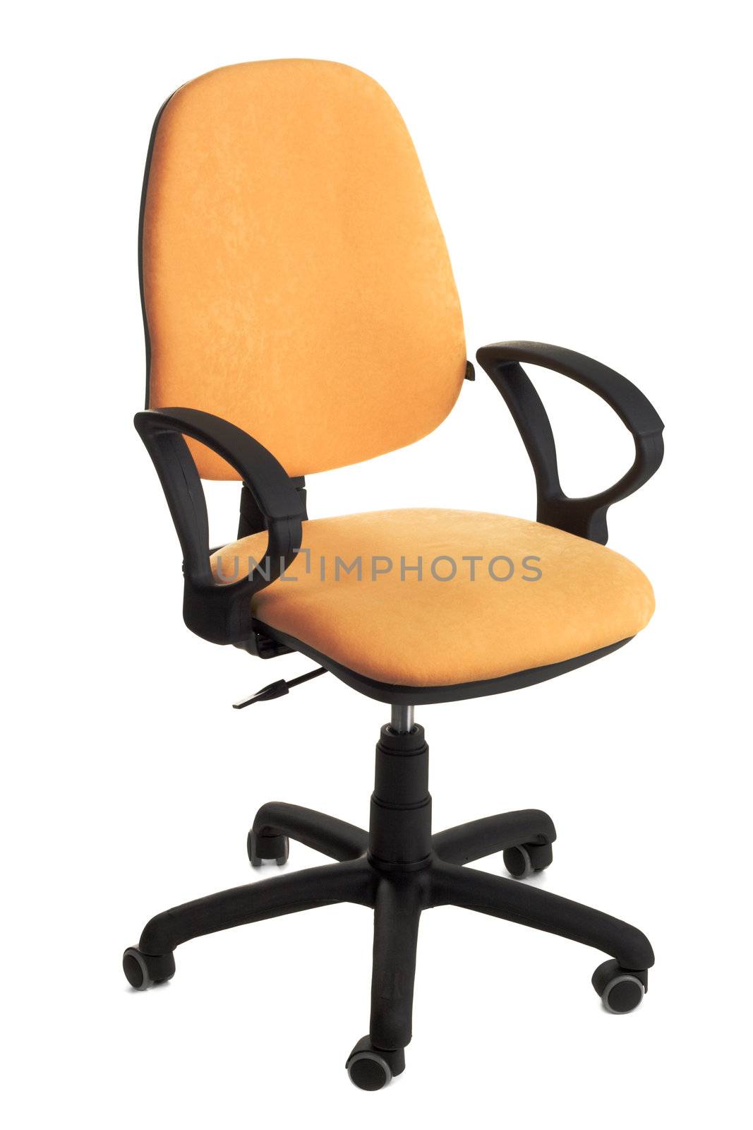 Yellow office chair isolated on white background