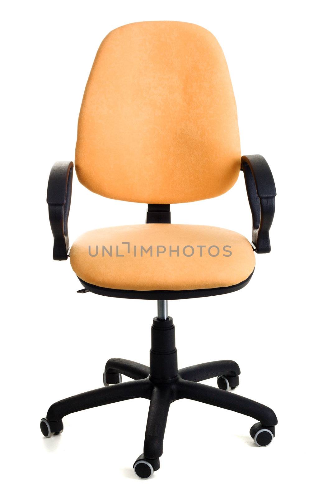 Yellow office chair isolated on white background