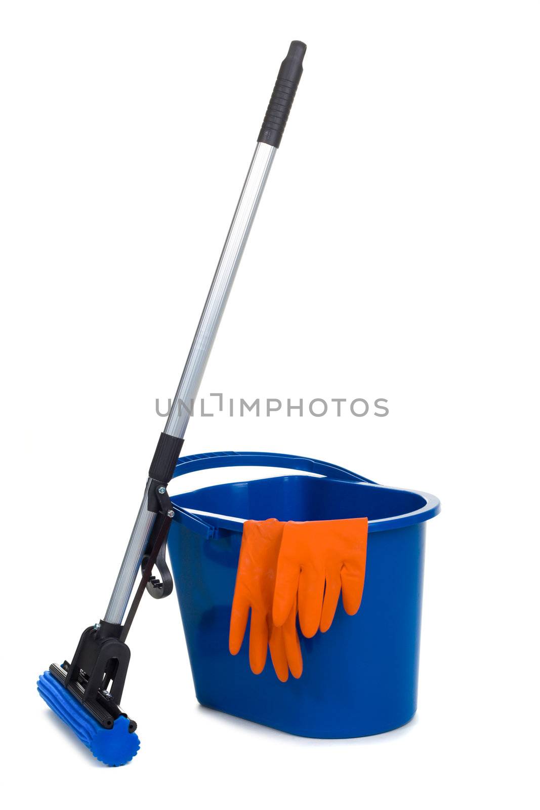 Swab and bucket isolated on white background