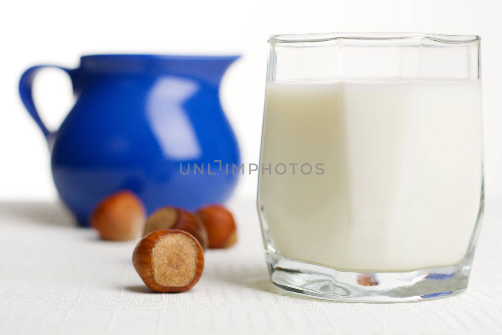 Healthy eating - fresh milk and nuts