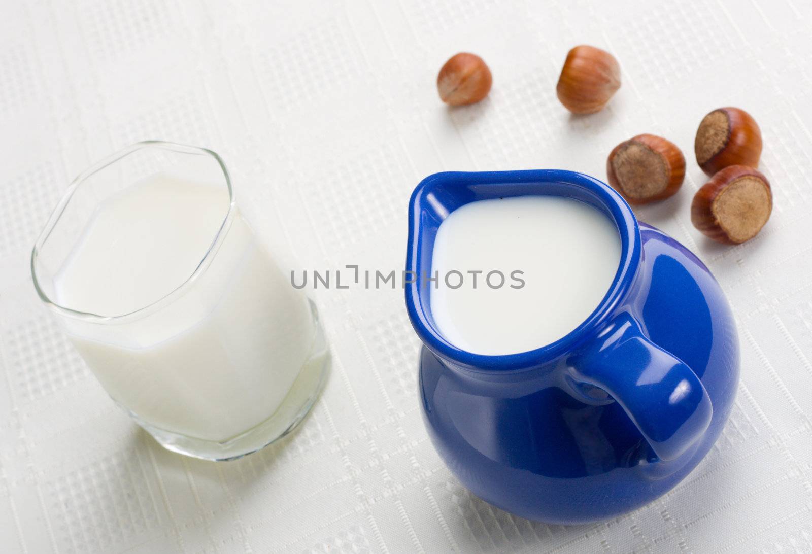 Fresh milk and nuts by Gdolgikh