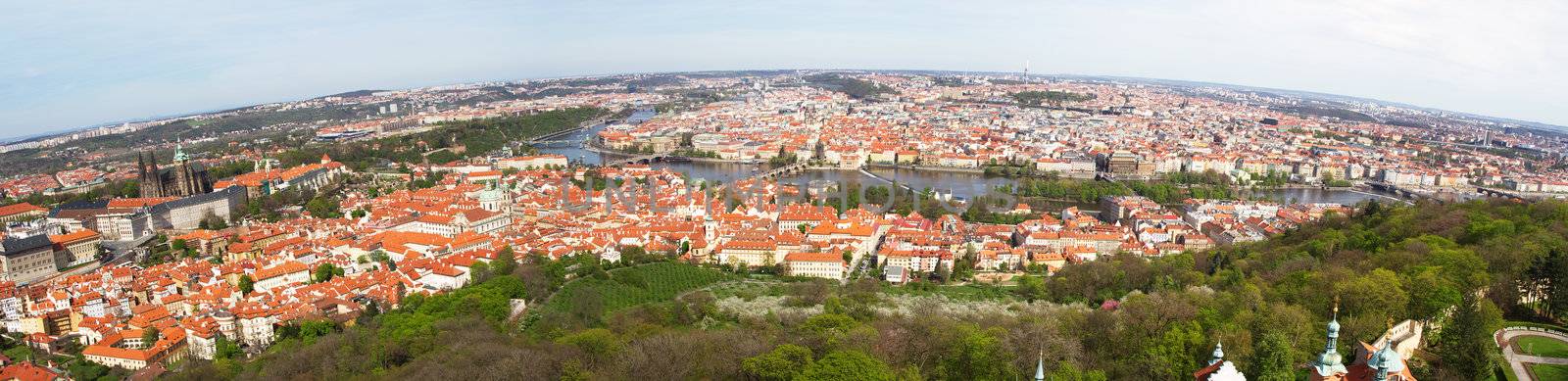 Detailed panorama of Prague, Czech Republic by Gdolgikh