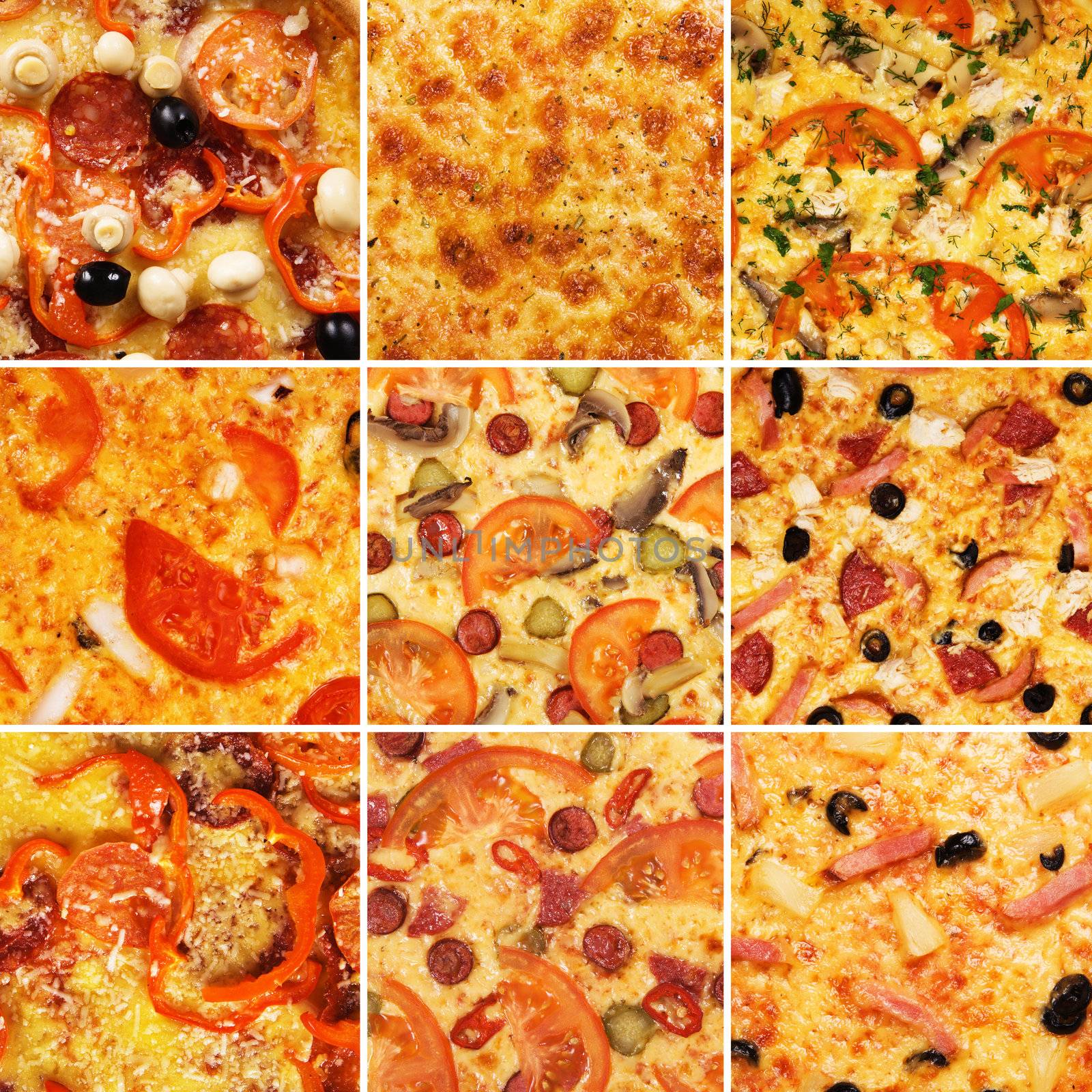 Set of different pizzas