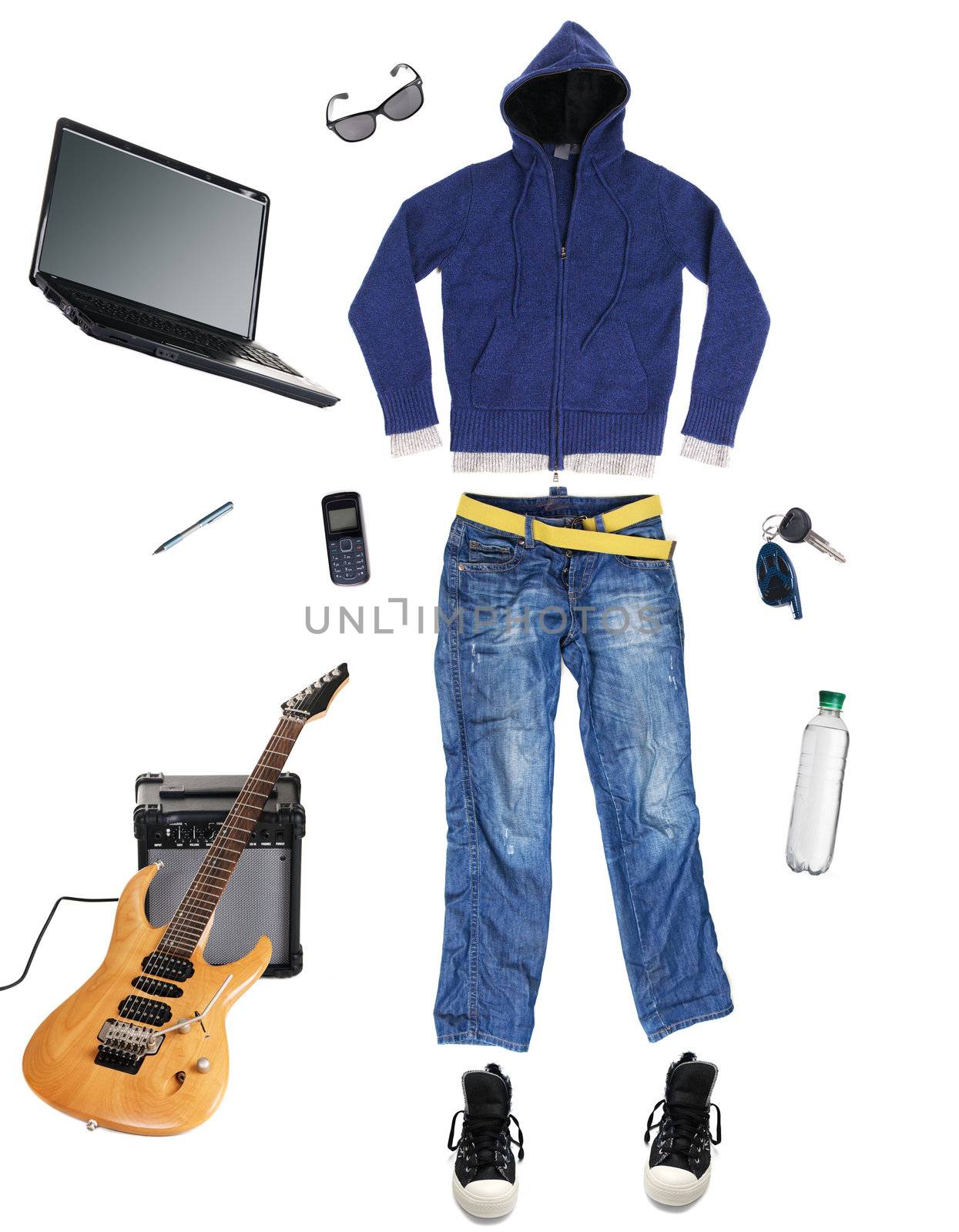 Modern urban lifestyle concept, white background