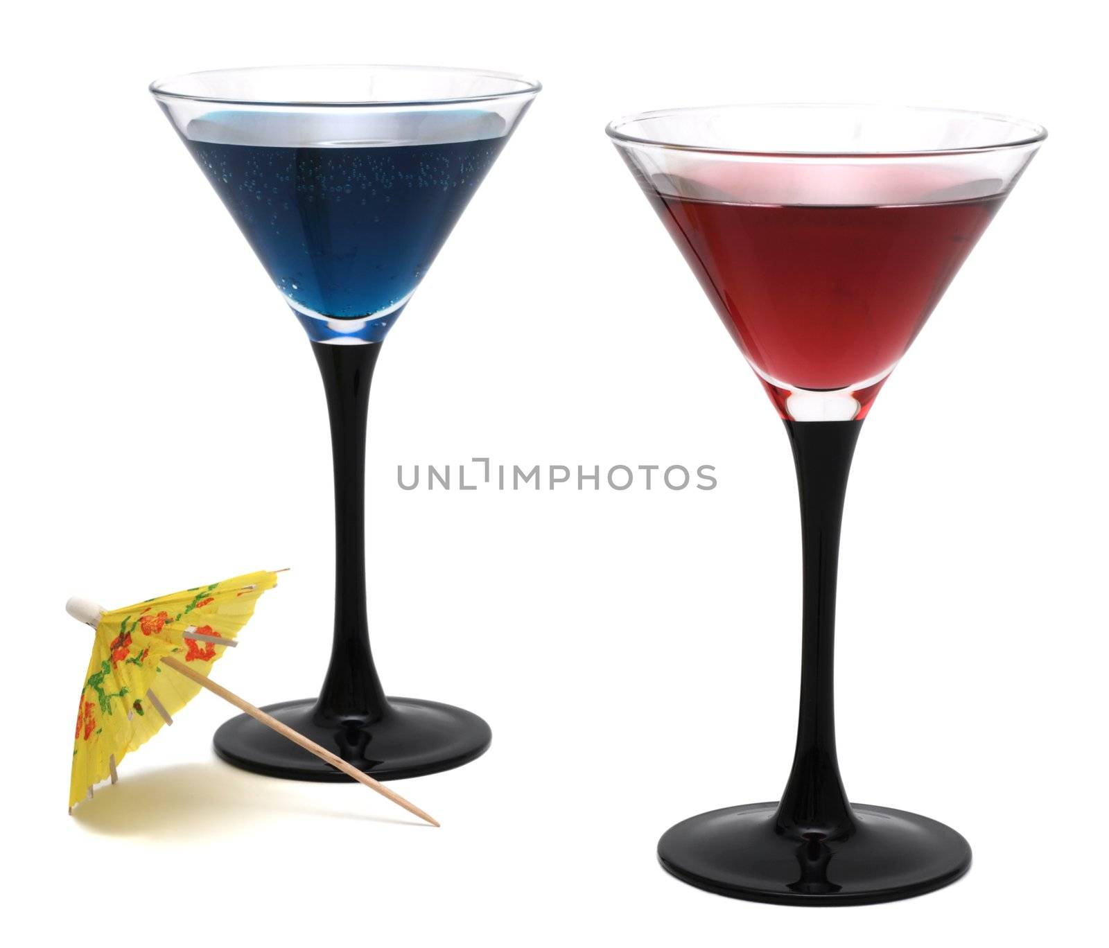 Two cocktails glasses isolated on white background