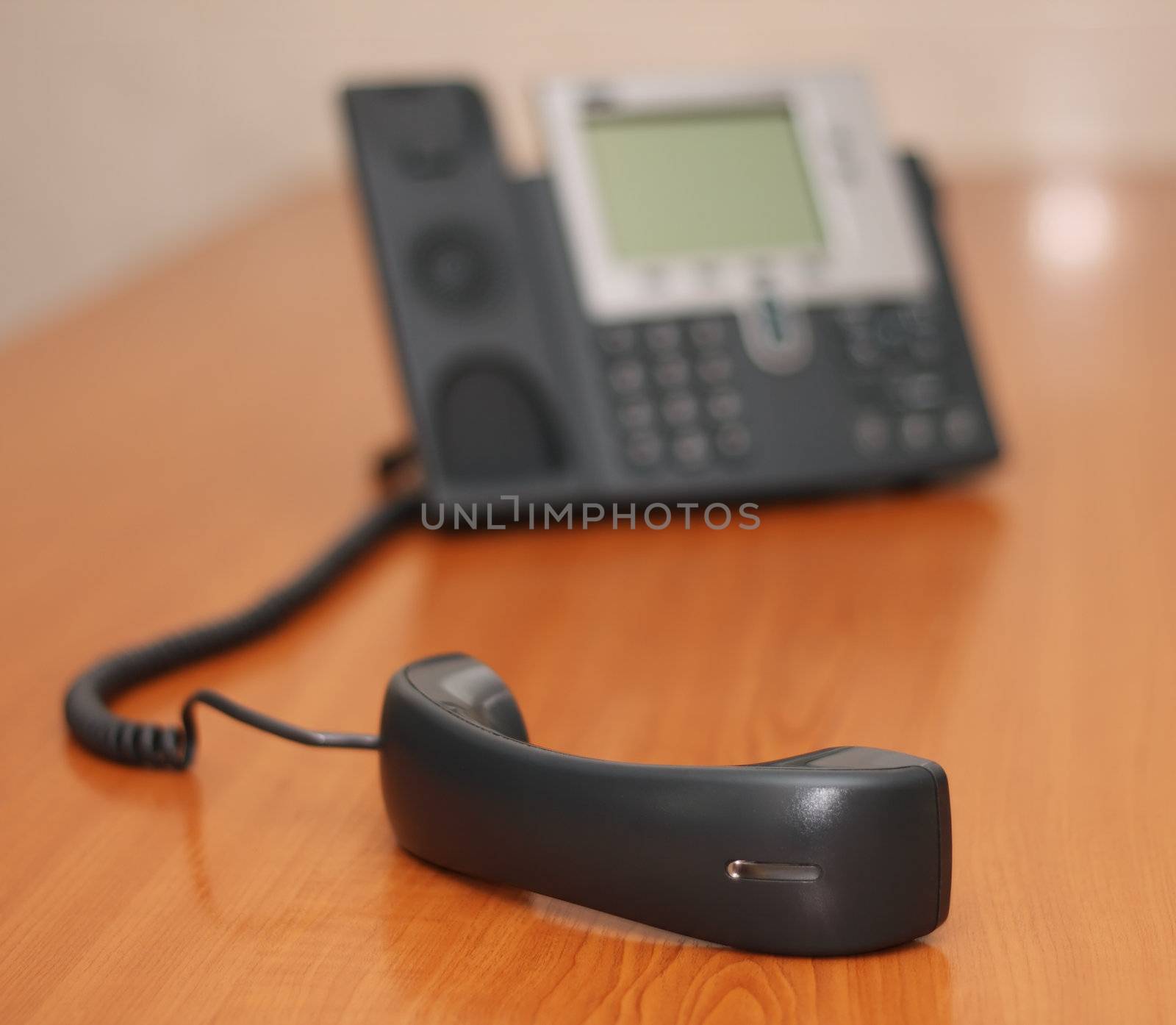 Modern digital phone, focus on the receiver