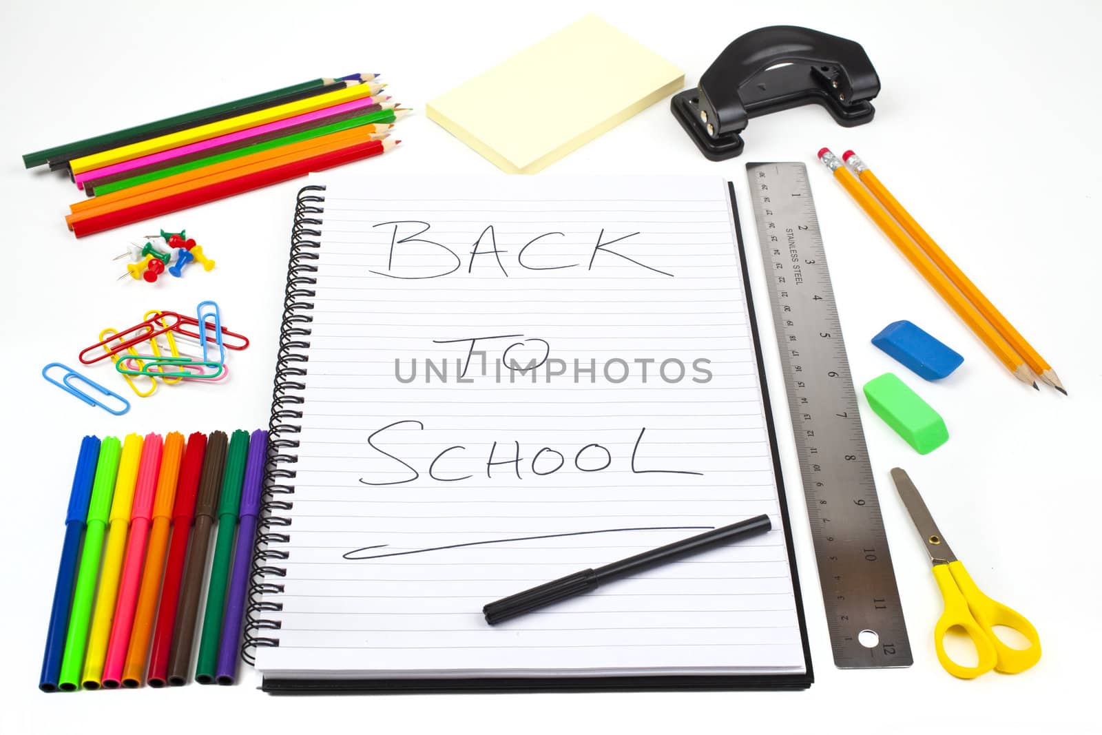 Stationery and school notebook.