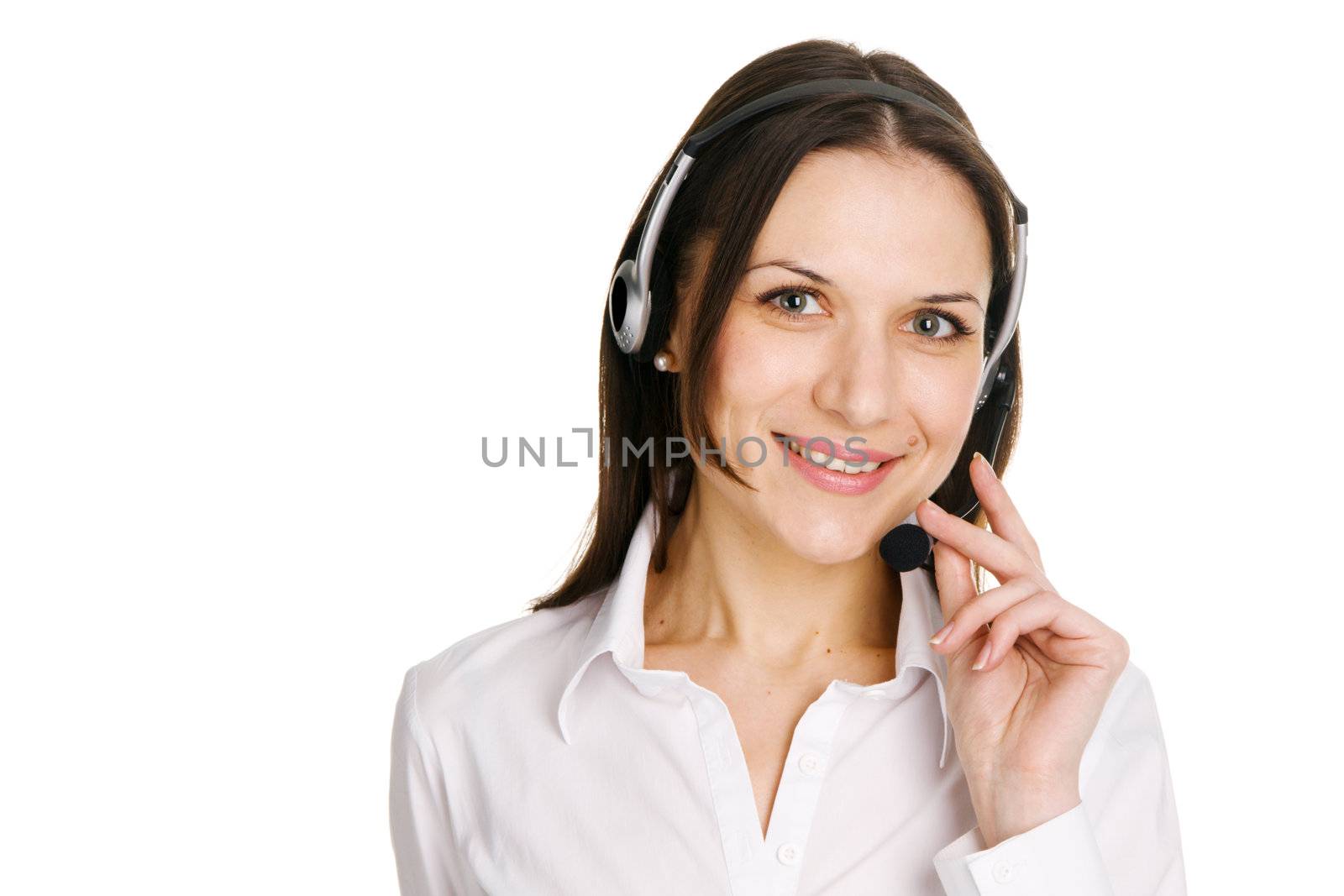 Young beautiful call center operator by Gdolgikh