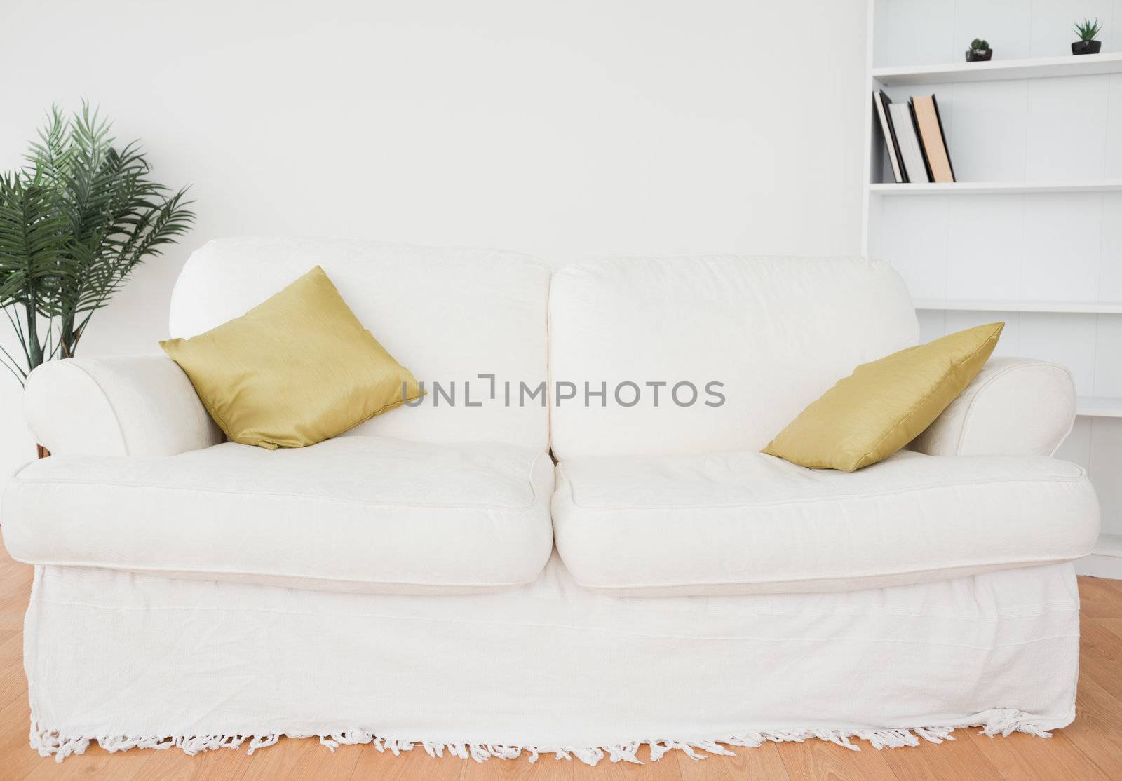 White leather sofa in the living room