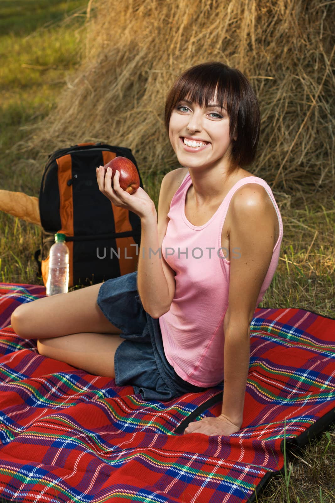 Lovely girl on picnic by Gdolgikh