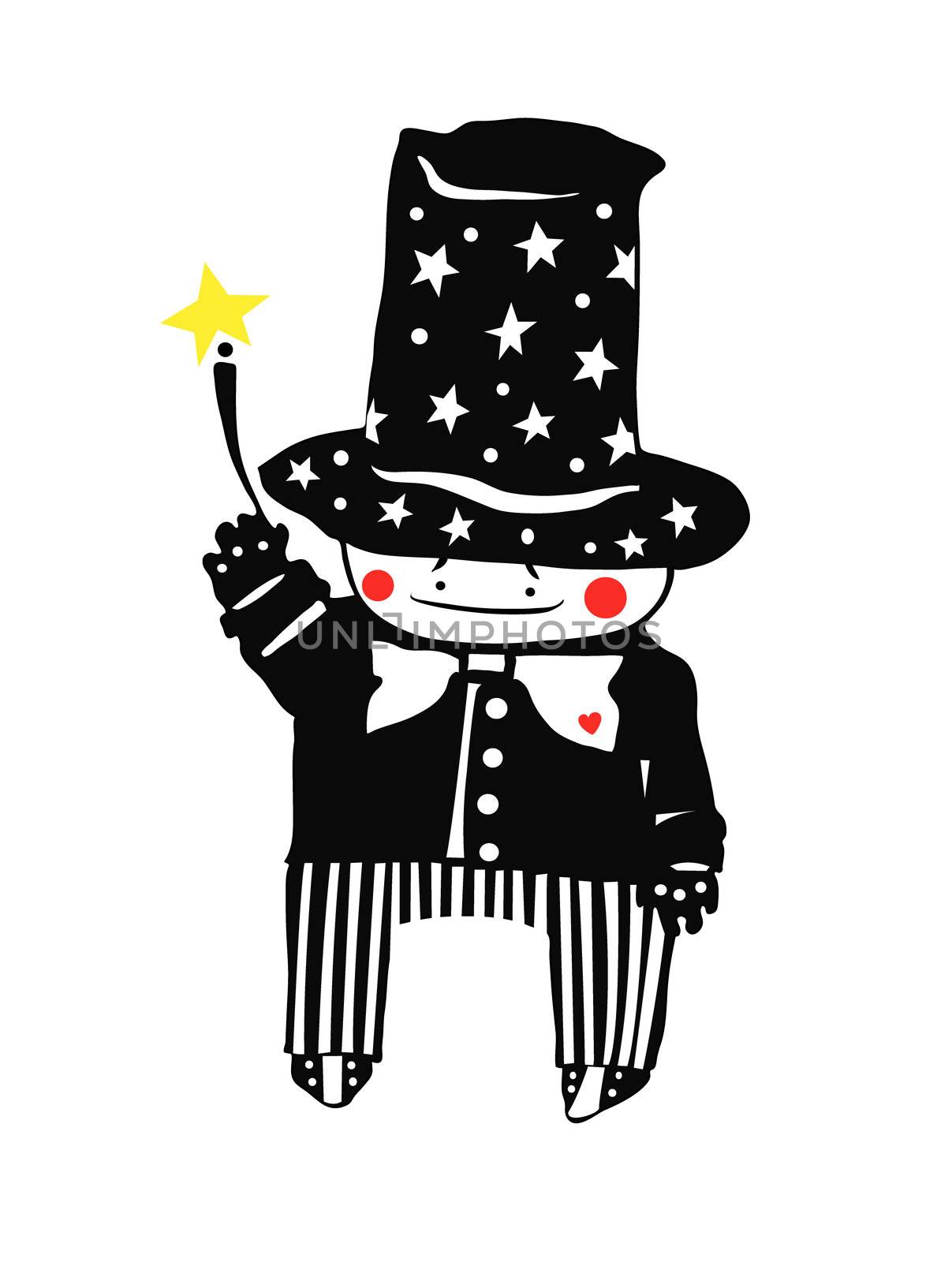 Small magician. execute of desire a magic wand.