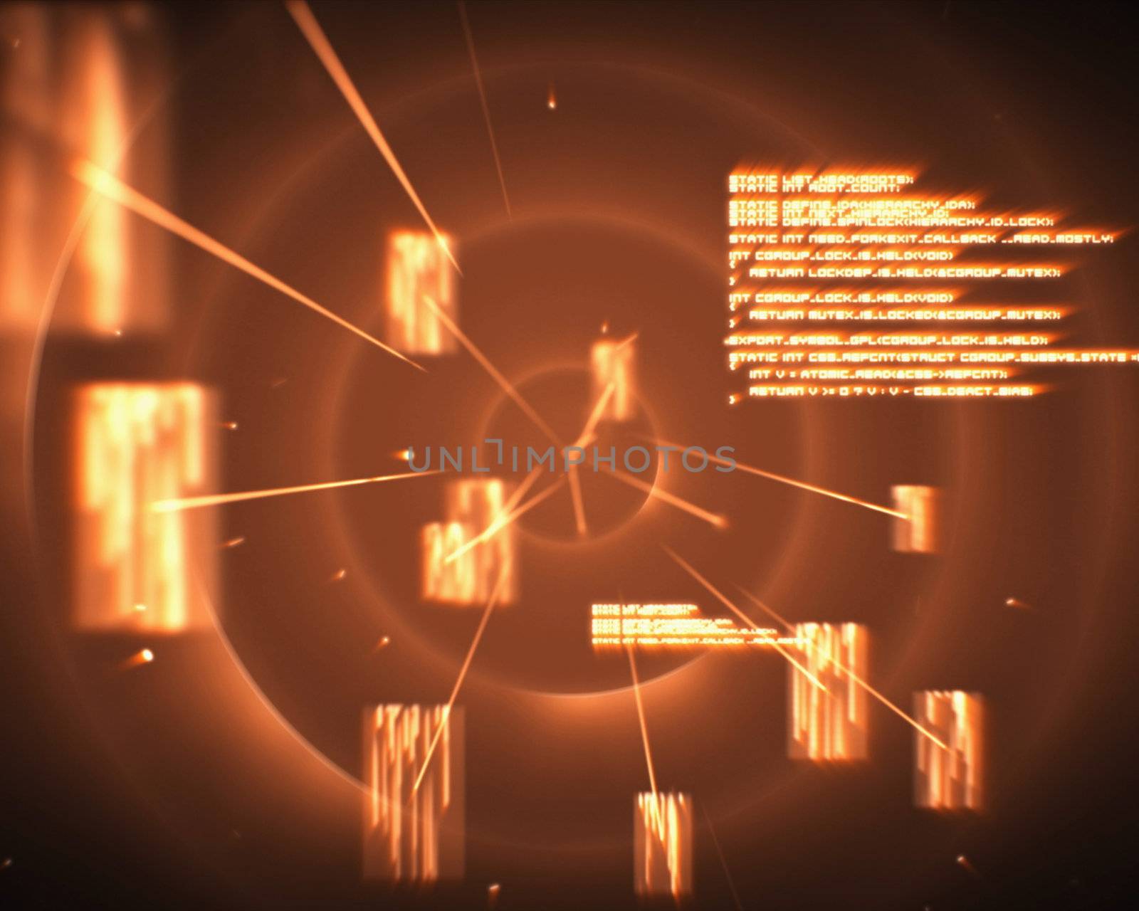 Backgrounds of orange circles with silhouettes