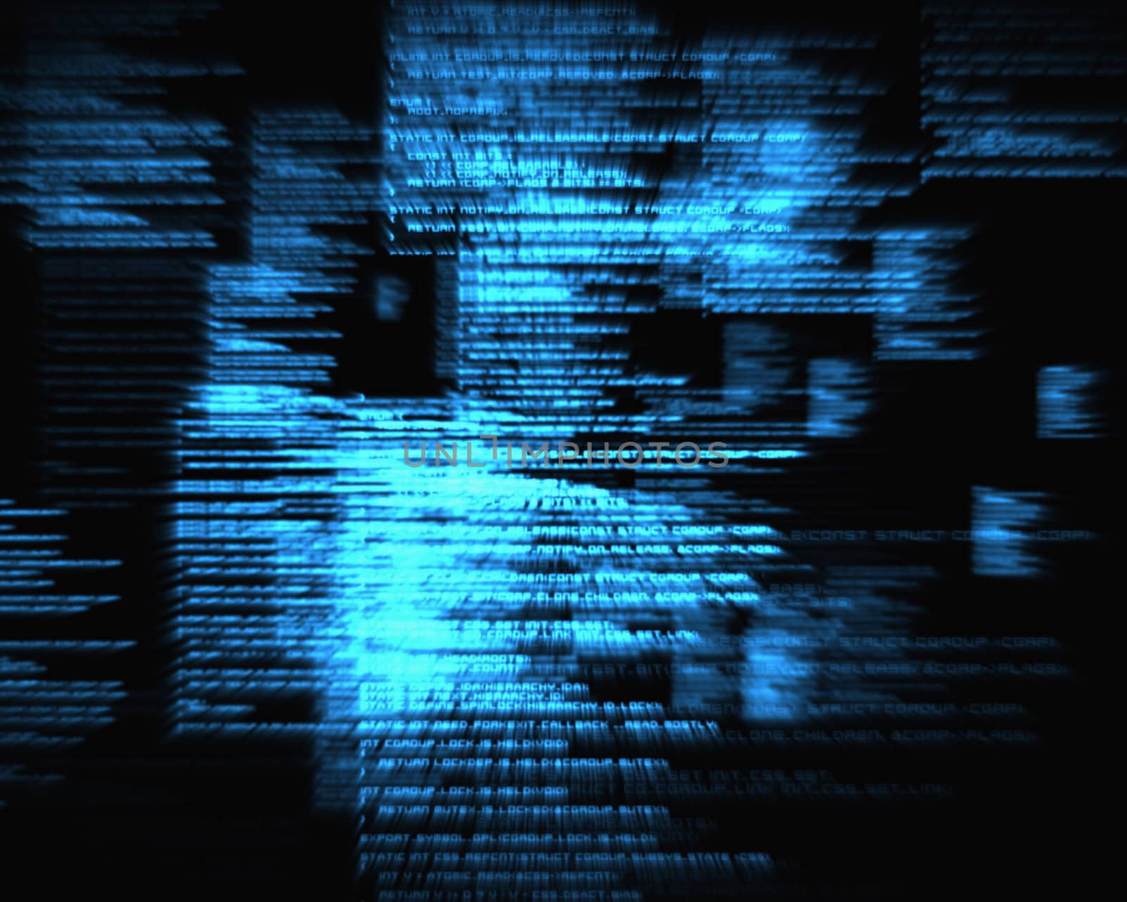 Blue blurred texts against black background