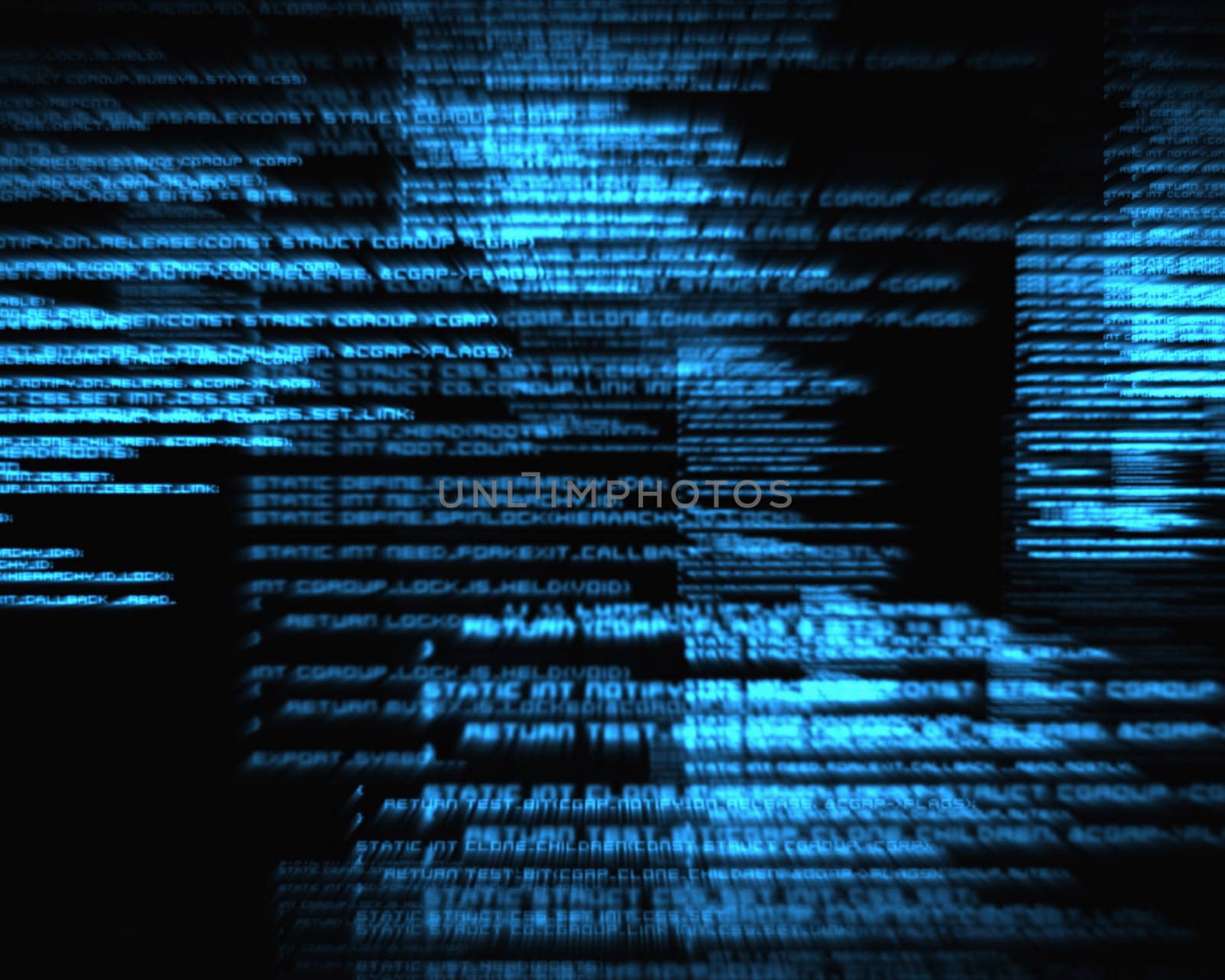 Blue texts against black background