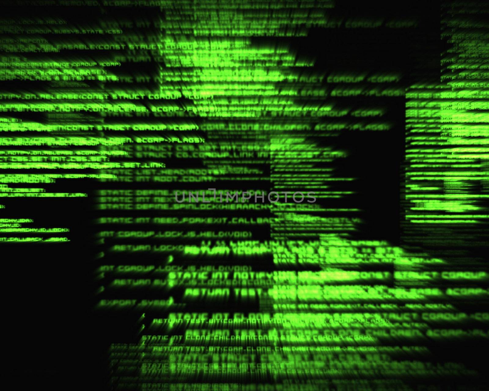 Green texts against black background