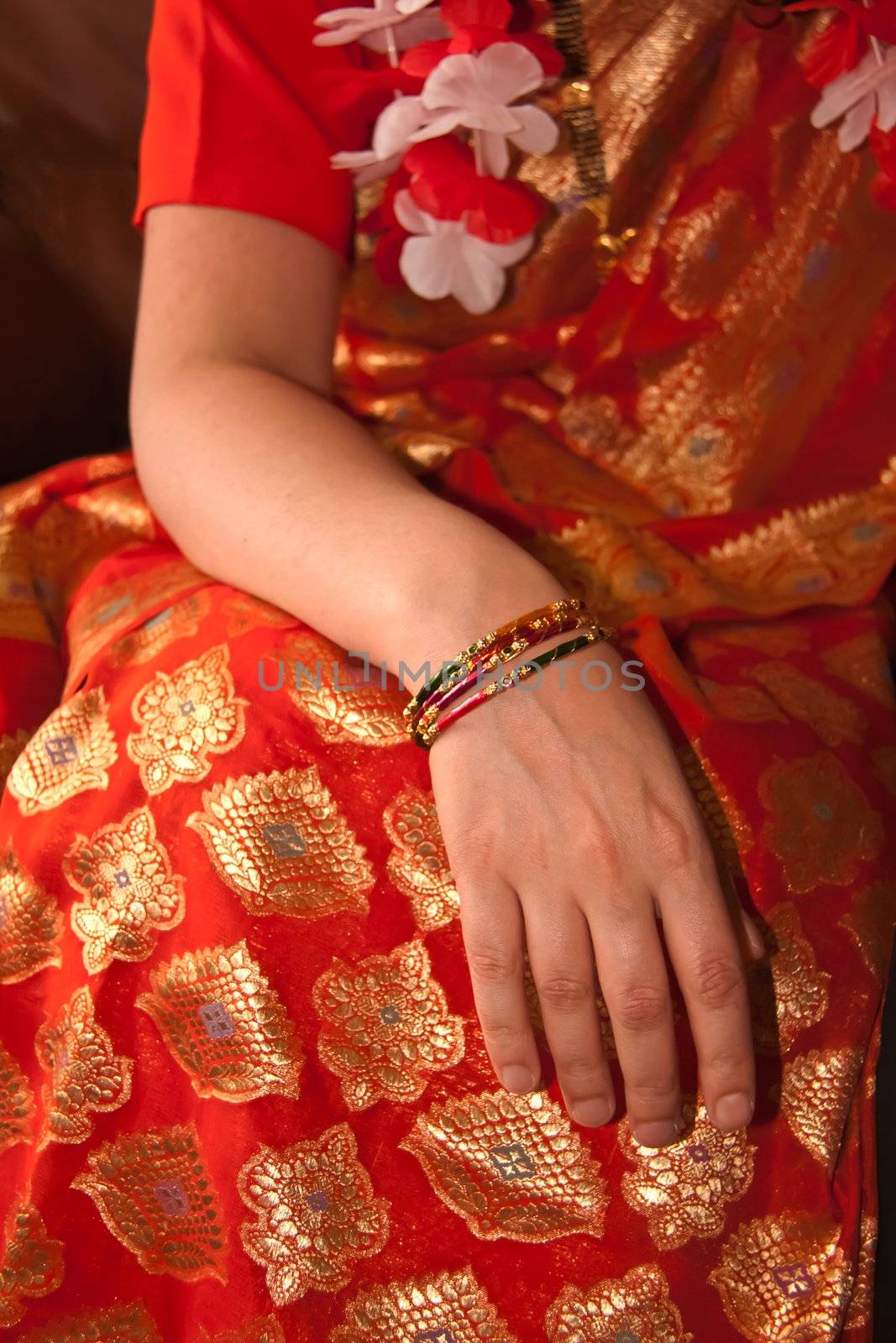 Orange Sari with Bangled wrist by RachelD32
