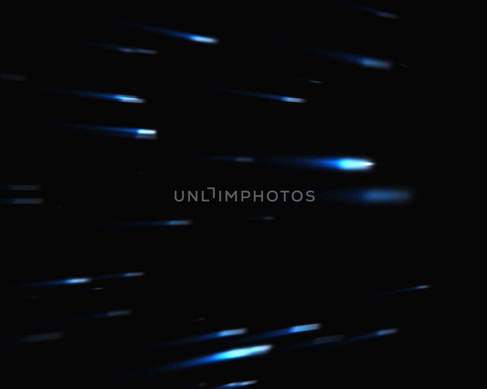 Blue falling stars against black background