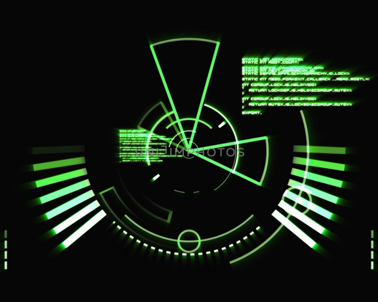 Abstract green radar against black background