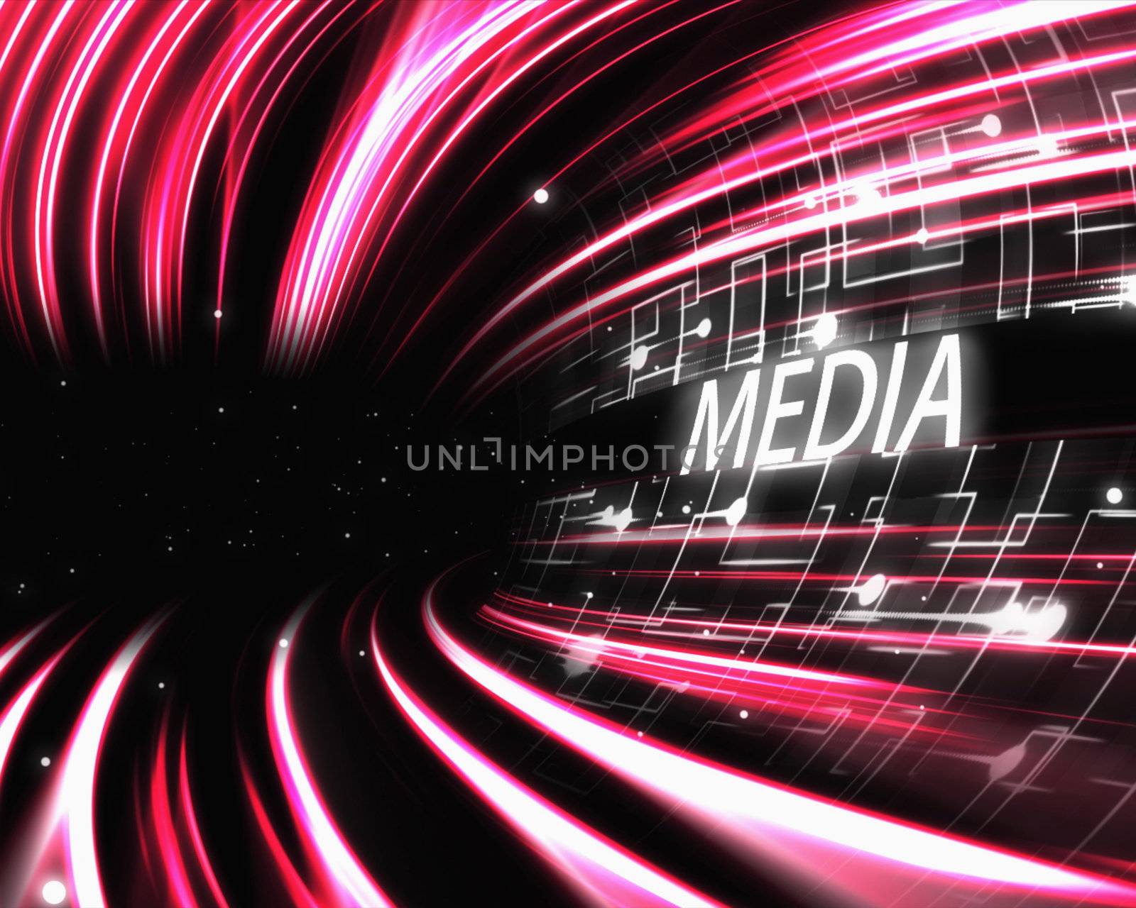Pink tunnel with text against a black background