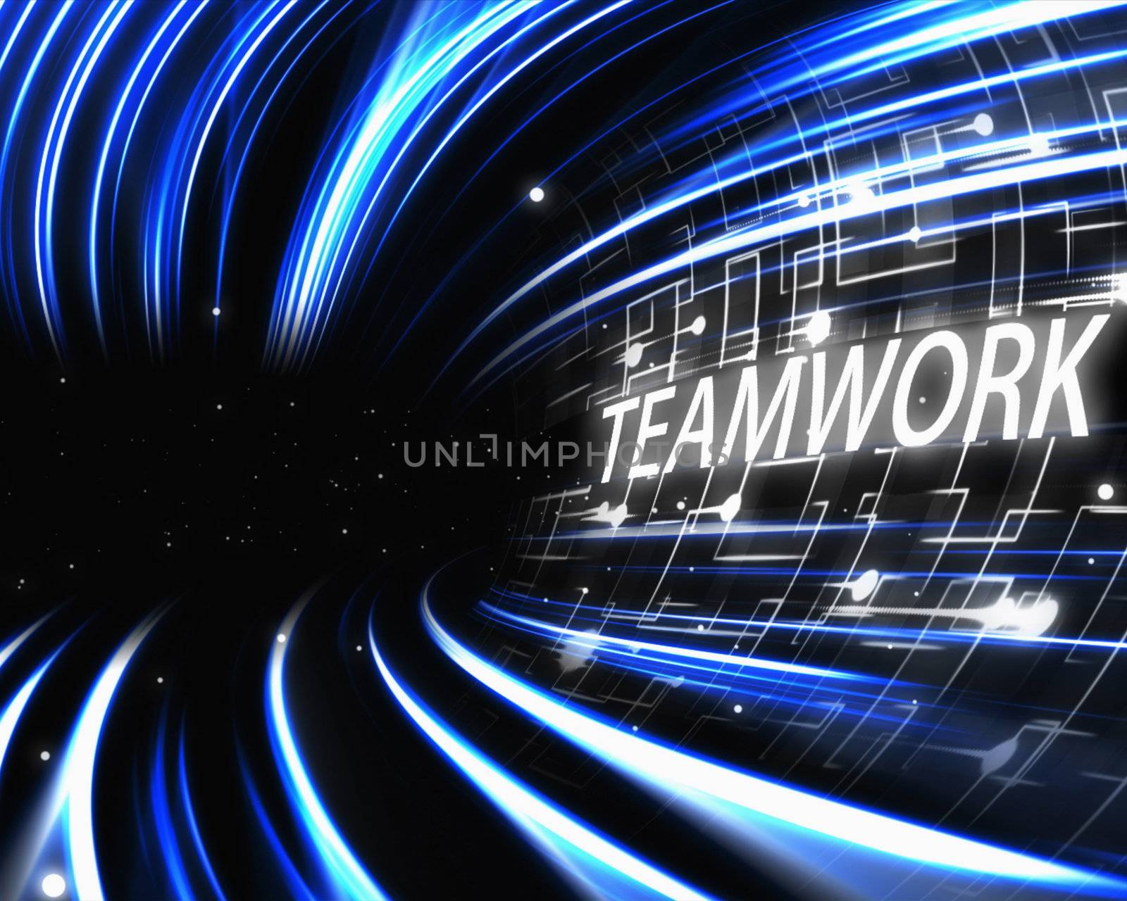 Blue lines with text against a black background