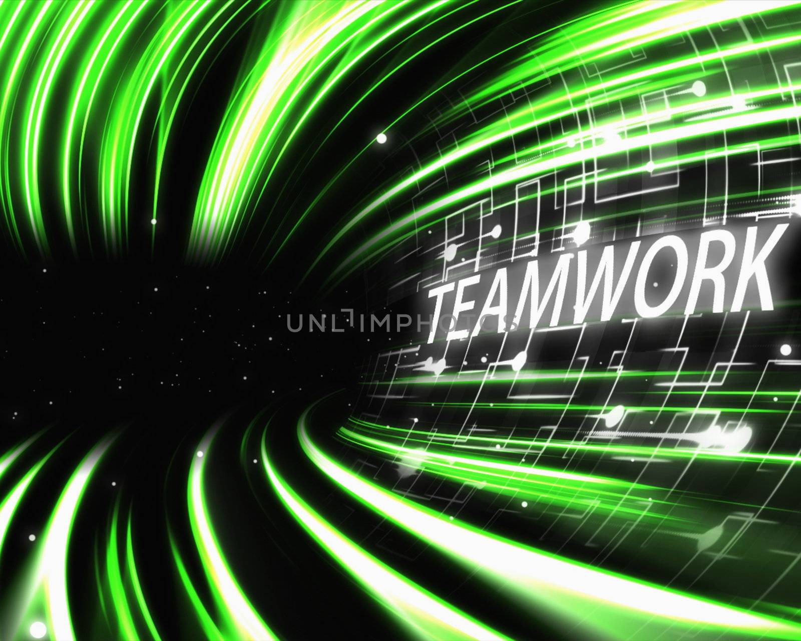Green lines with text against a black background