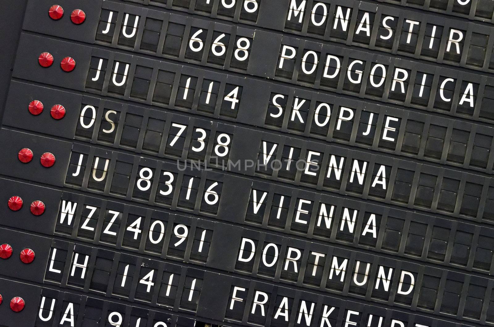 detail of mechanical timetable airport board