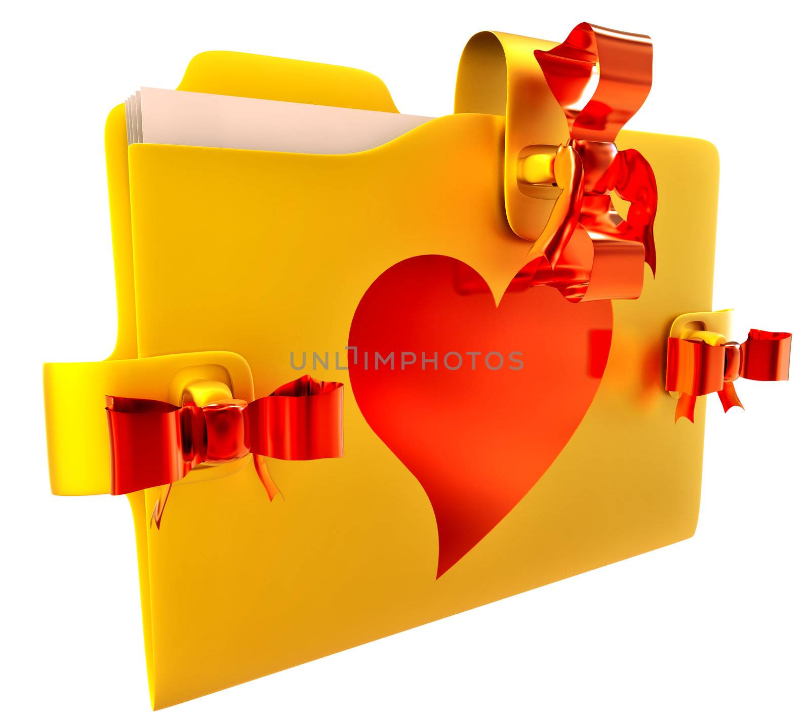 in golden folder with red bow lock and heart, stores important information about my  love