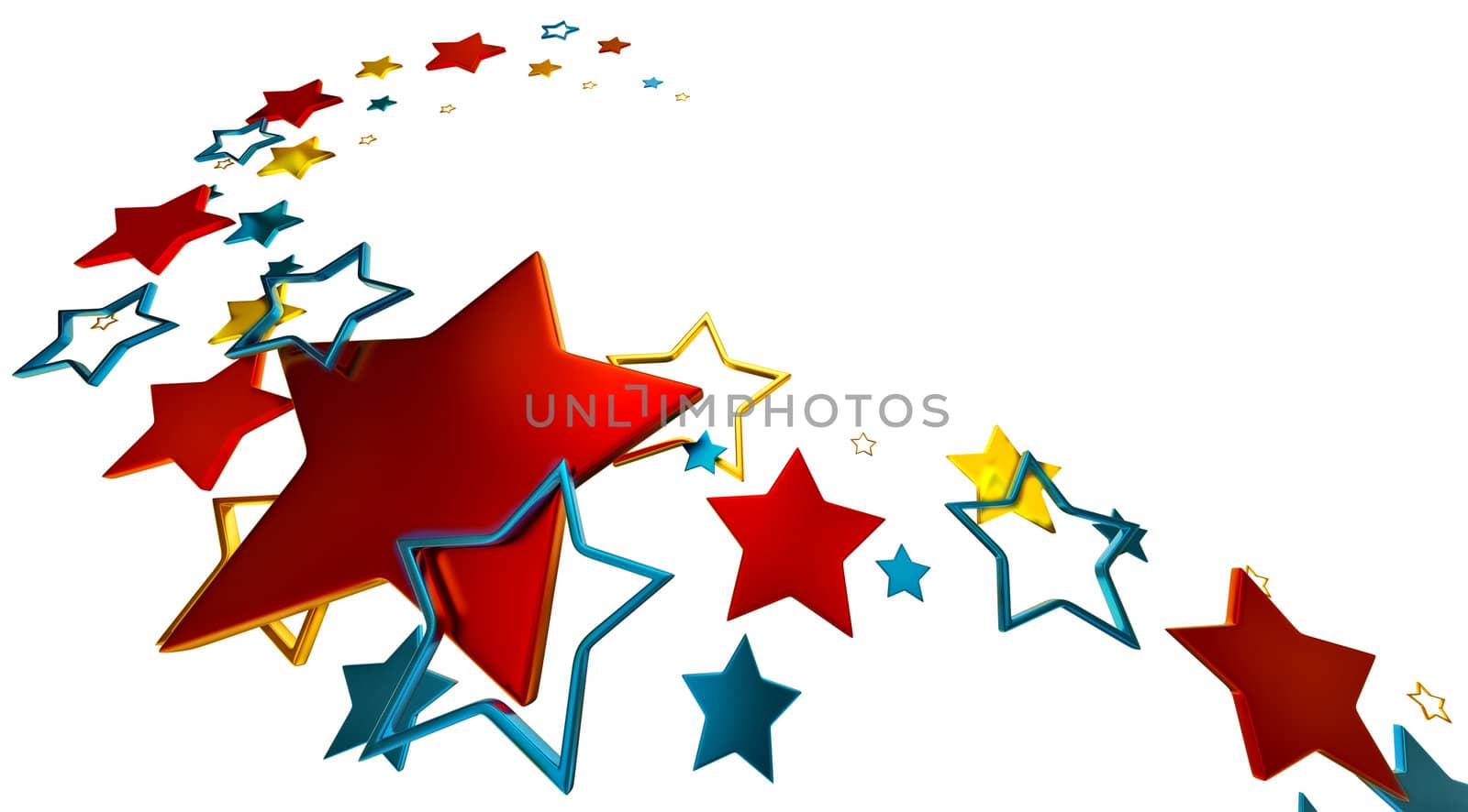 tastefully arranged metallic stars on white background as glory symbol