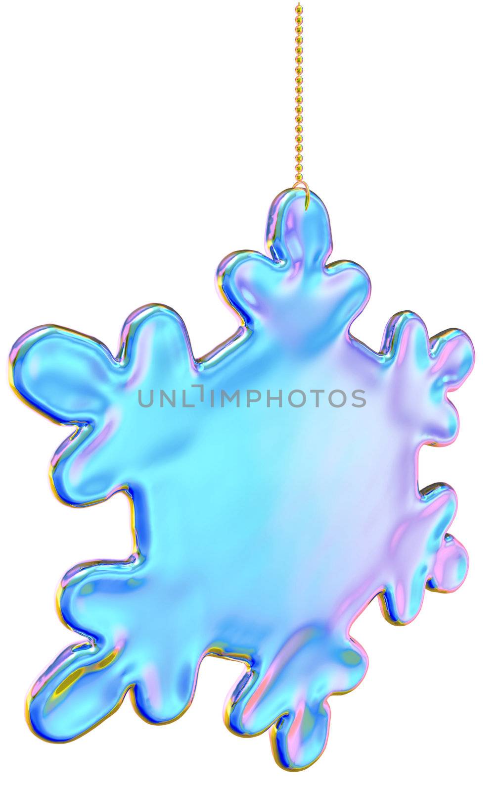 Christmas-tree snowflake of blue glass on white background