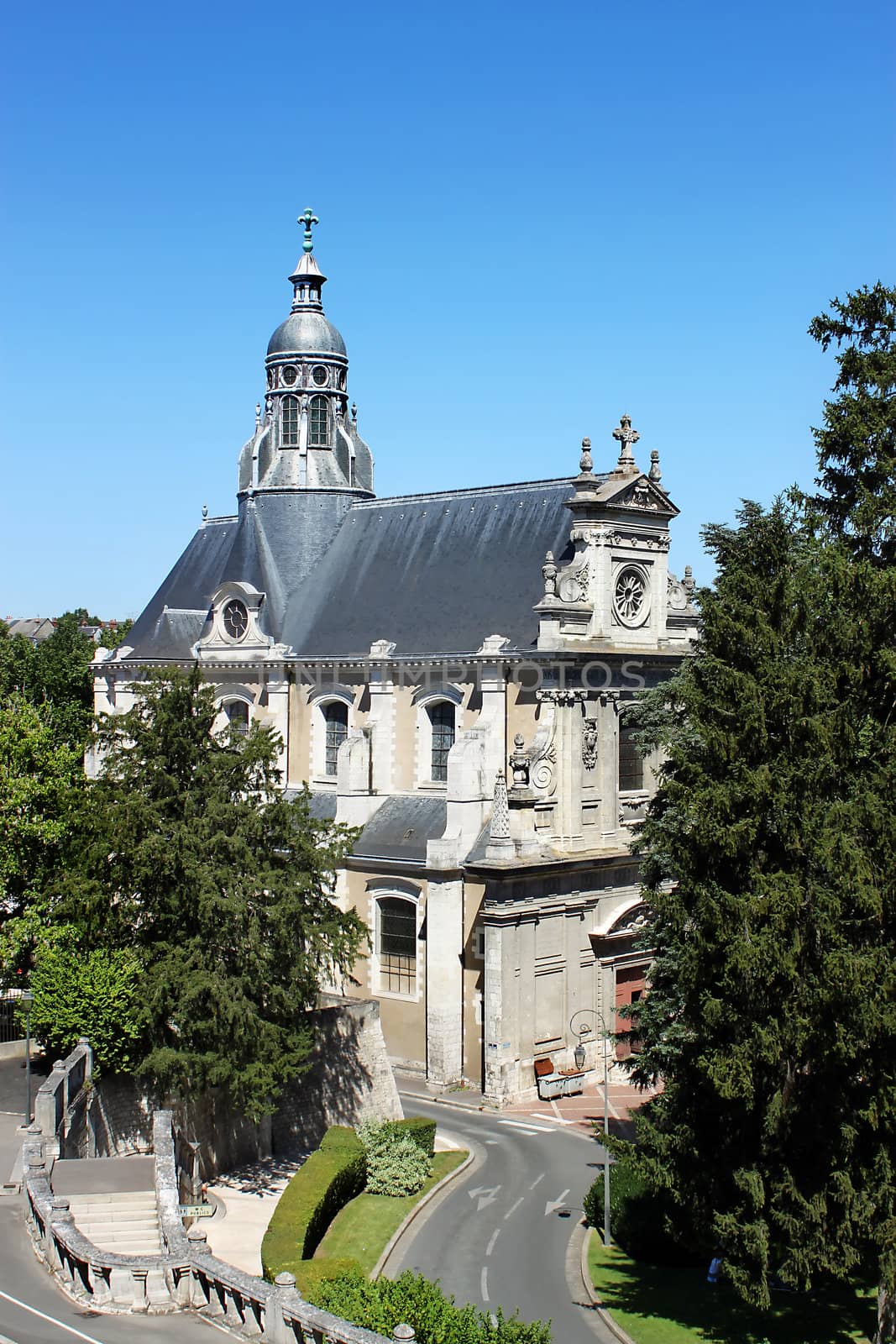 Vertical view of old chapel of Blois, Loire Valley, France