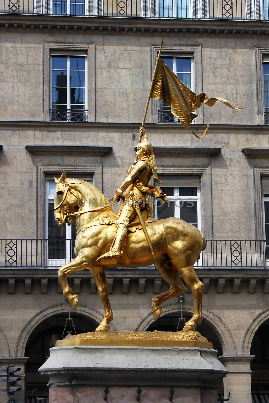 Golden statue of Saint Joan of Arc in Paris, France