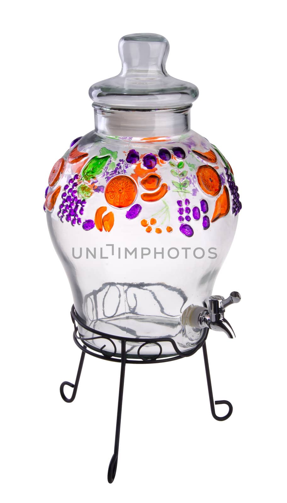glass water jug on background.