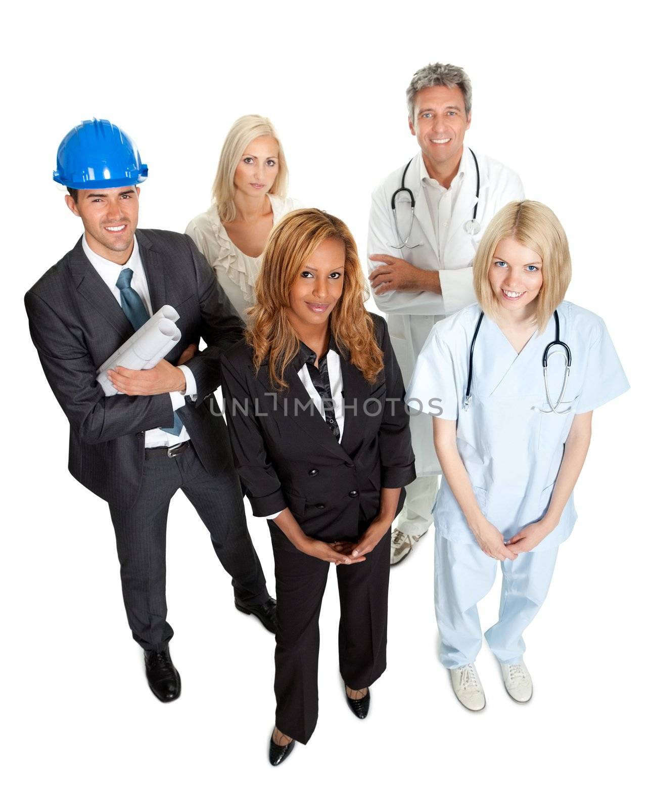 Group of people illustrating different career options
