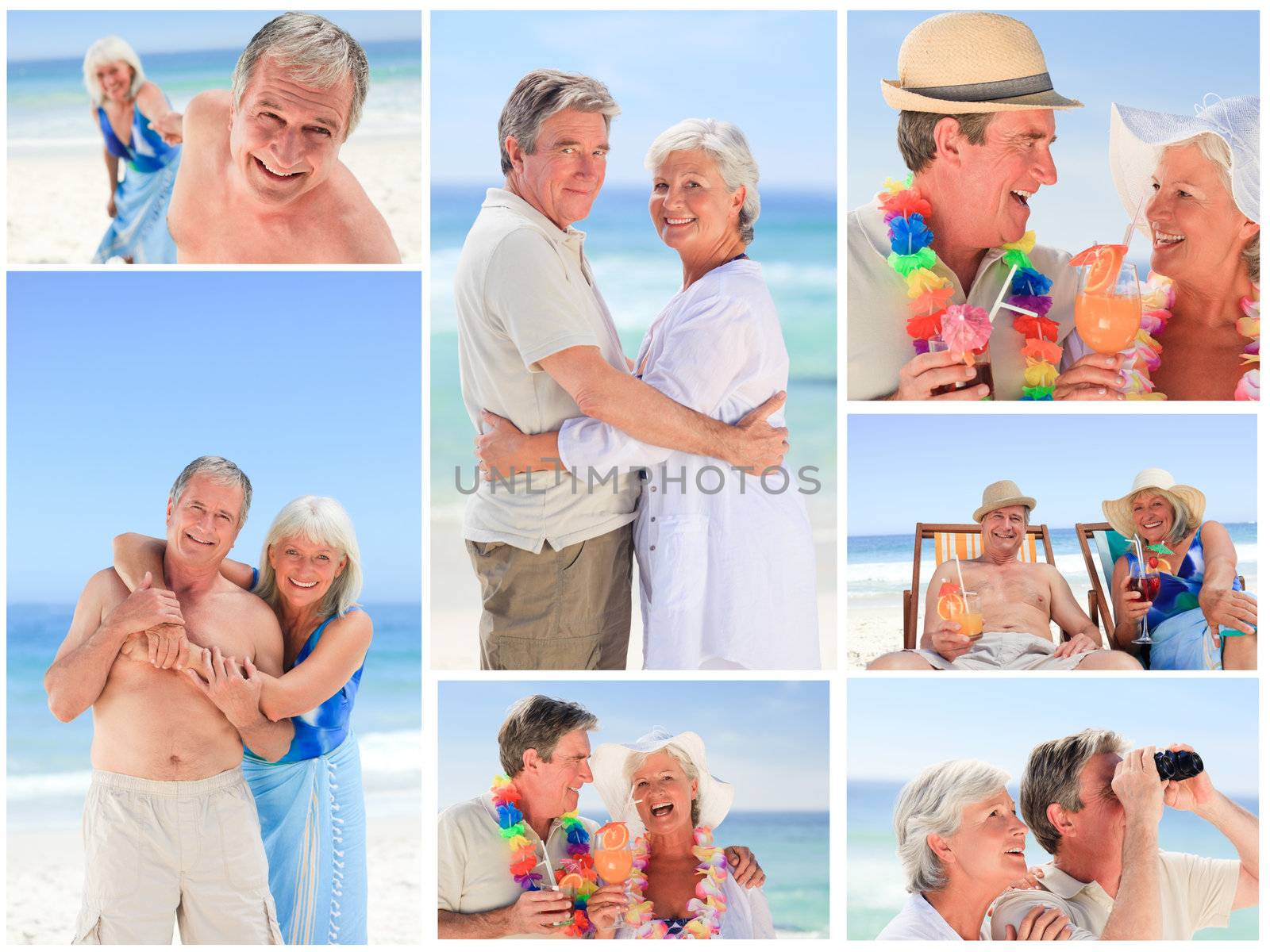 Collage of a mature couple on the beach by Wavebreakmedia