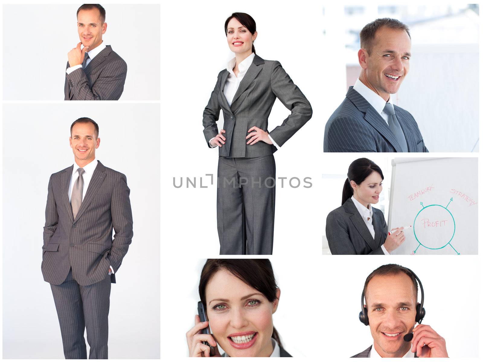 Collage of business people portraits by Wavebreakmedia