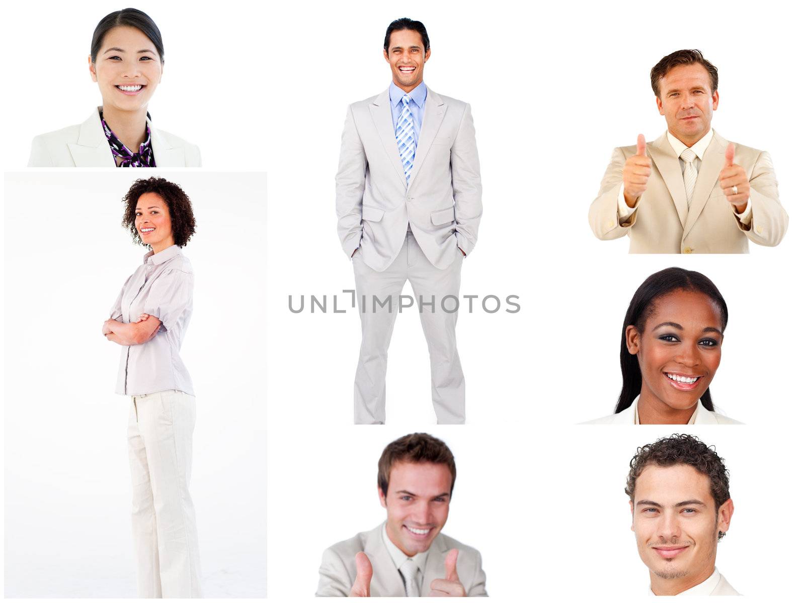 Collage of smilling business people