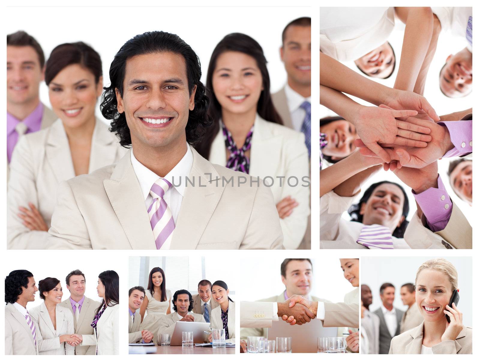 Collage of happy business people by Wavebreakmedia