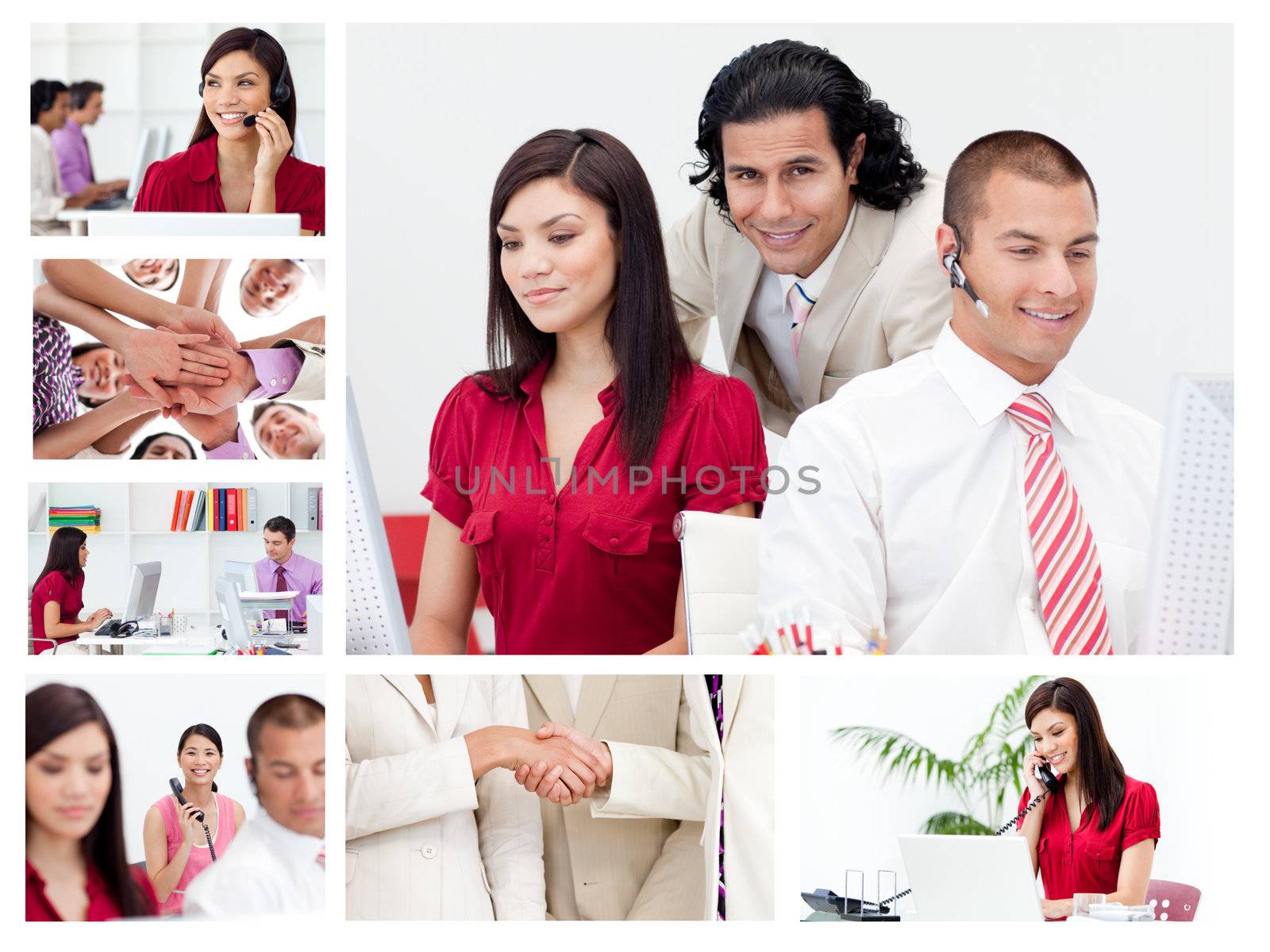 Collage of working business people