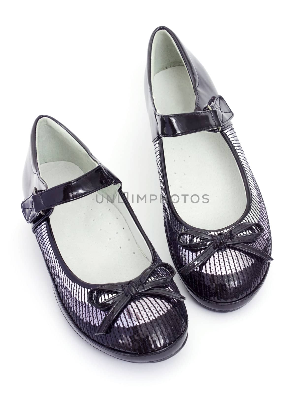 School footwear for the girl on a white background