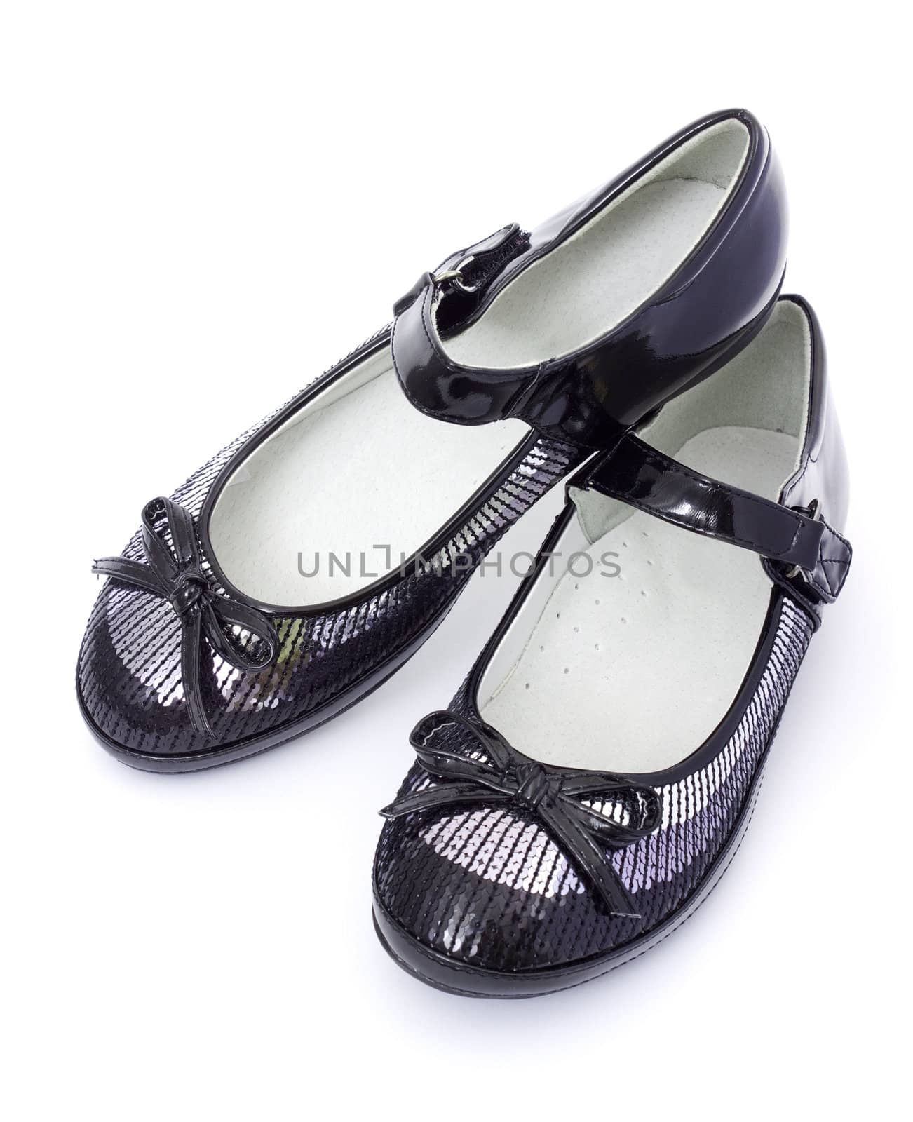 School footwear for the girl on a white background