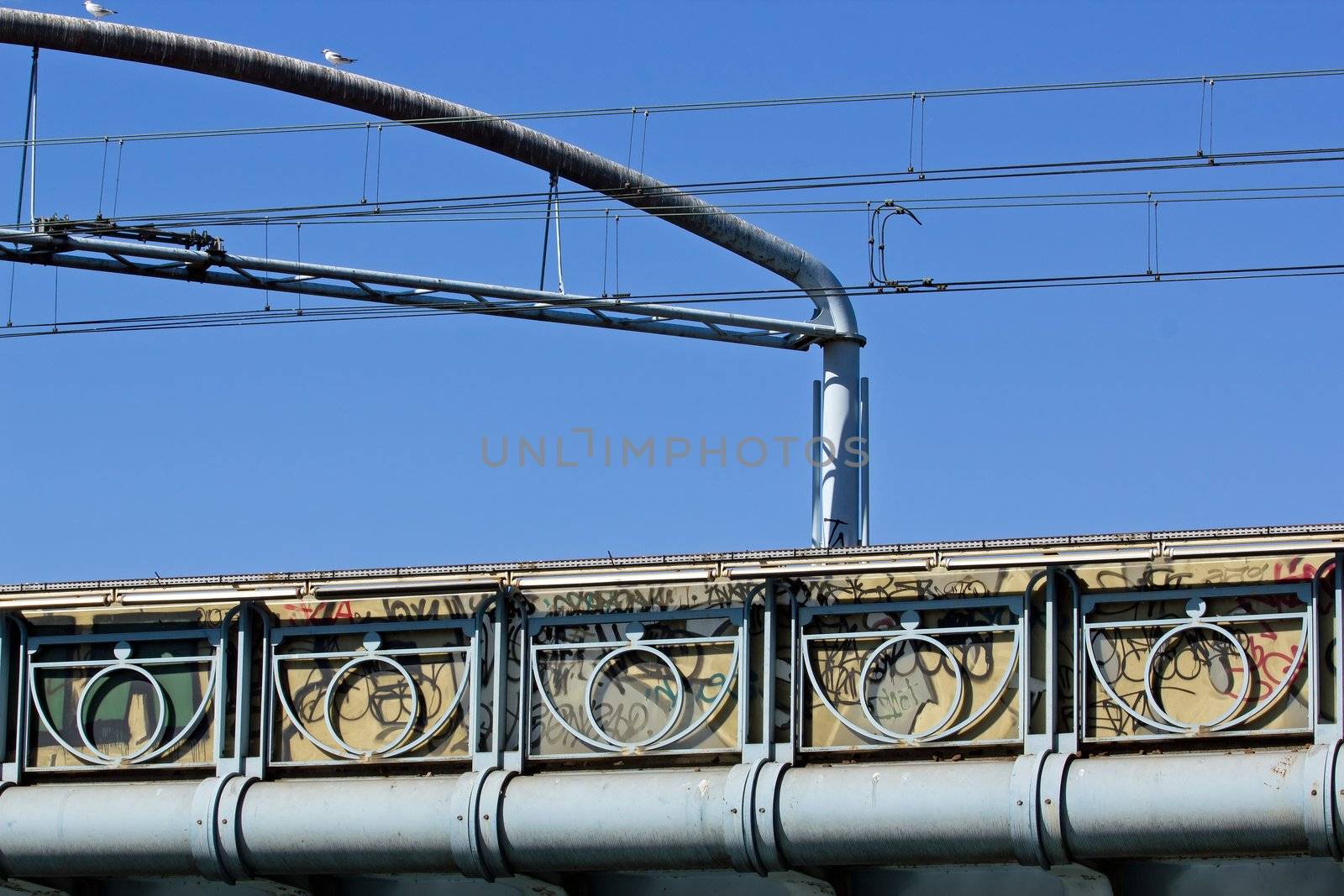 outside subway 19 th century, rail and tags (Paris France)