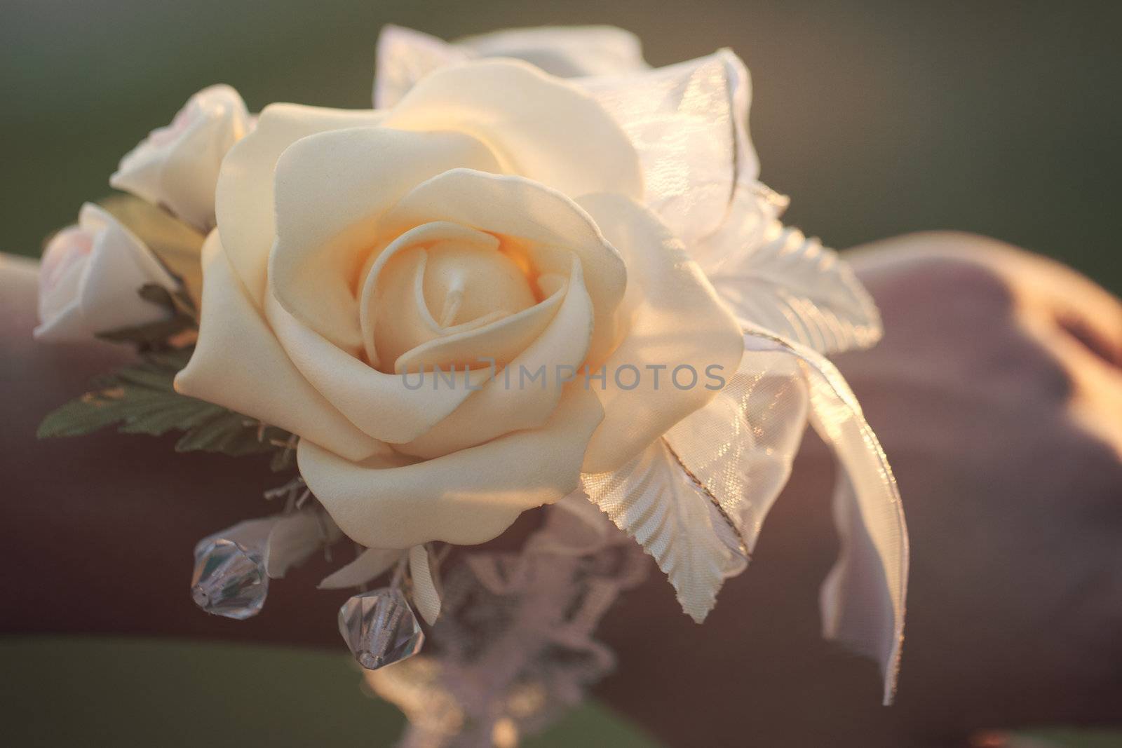 Flower on hand of the bridesmaids at the wedding