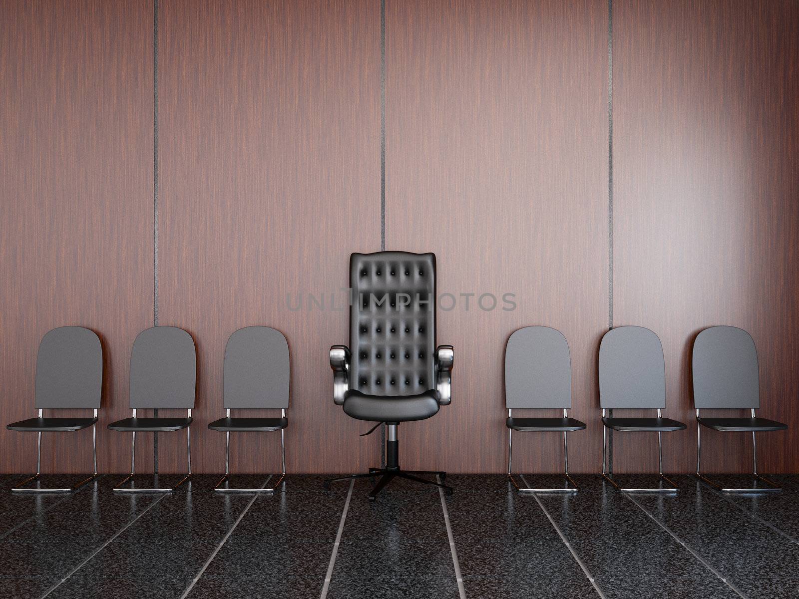Chairs near a wall in a lobby