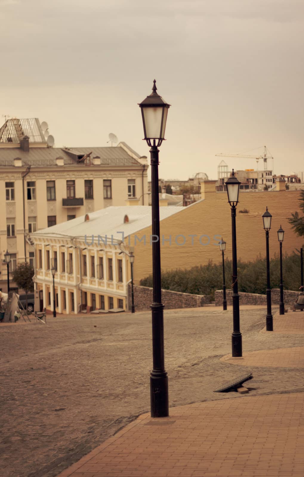 old street in the city of Kiev Ukraine