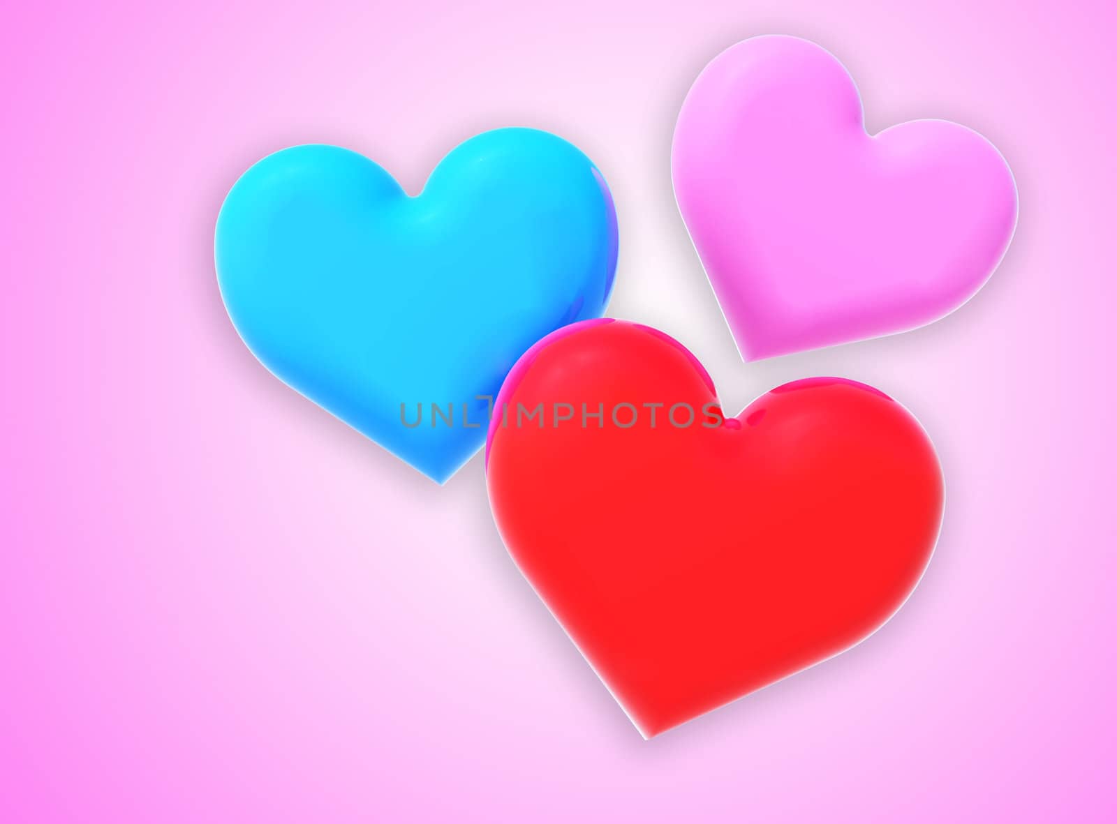 Colorful of love to created by three dimensional software