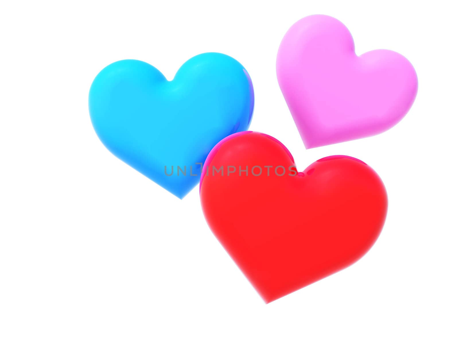 Colorful of love to created by three dimensional software