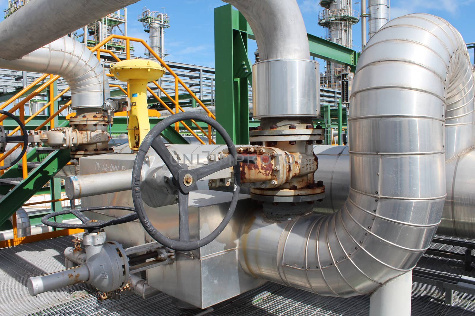 Big handle valve in industrial plant