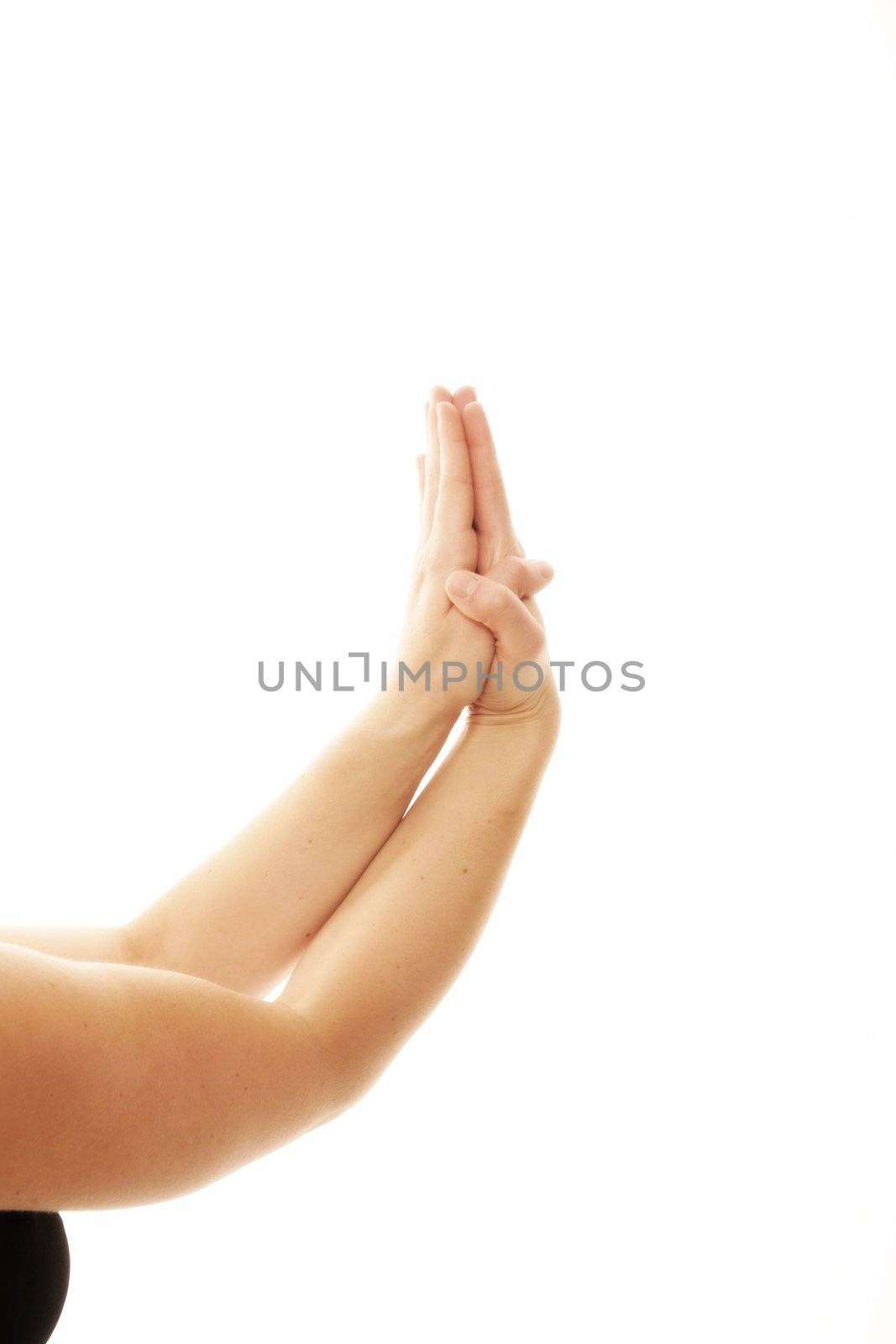 Beautiful woman hands  isolated on white background.