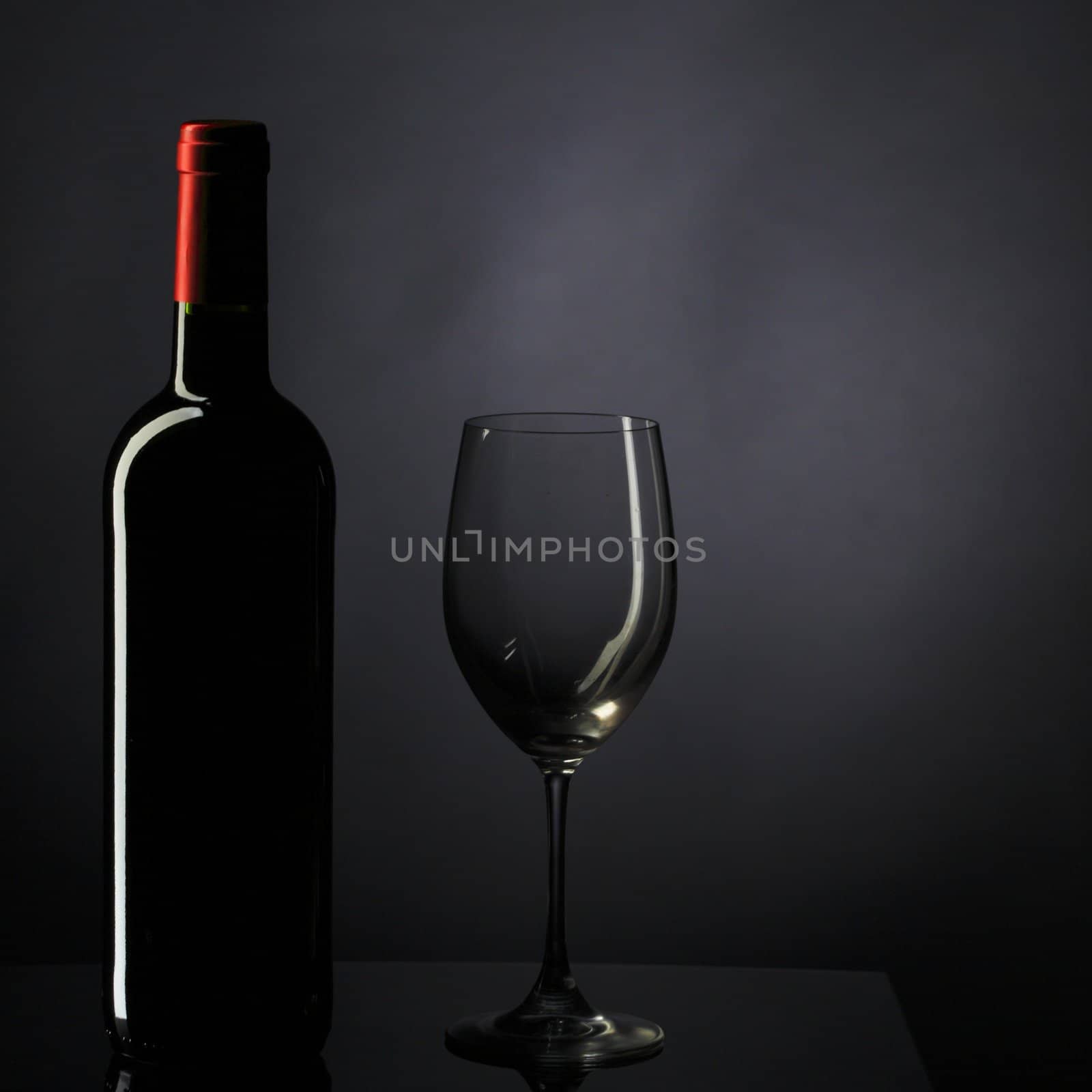 Red Wine Glass silhouette Black Background